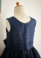 Tea-Length Taffeta Flower Girl Dress with Elegant Sashes - A-line/Princess Scoop Neck BM bride