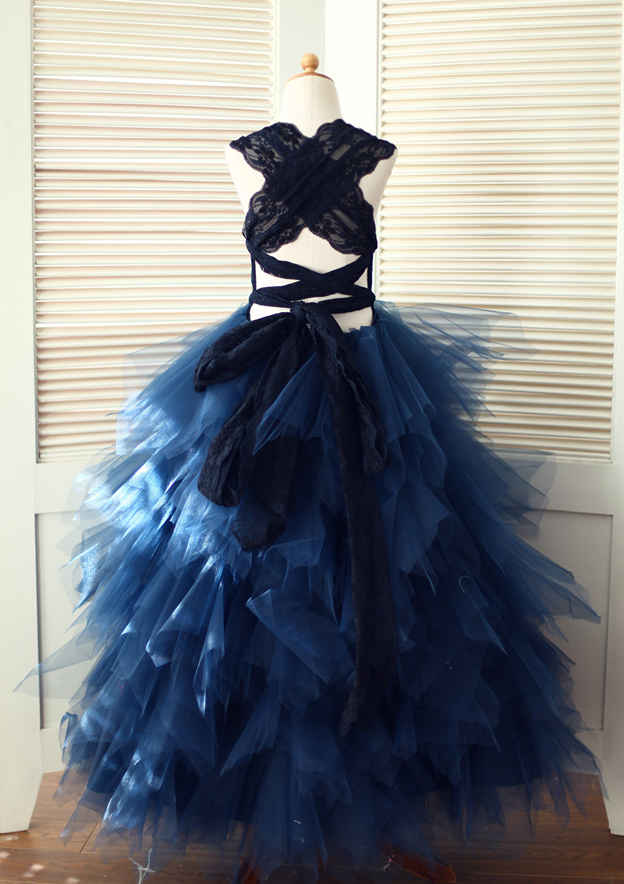 Asymmetrical Tulle Flower Girl Dress - A-line/Princess Scoop Neck BM bride