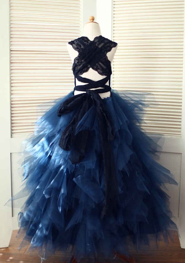Asymmetrical Tulle Flower Girl Dress - A-line/Princess Scoop Neck BM bride