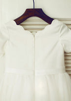 Knee-Length Tulle Flower Girl Dress with Charming Bowknot Lace - A-line/Princess Scoop Neck BM bride