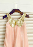 Knee-Length Flower Girl Dress with Pleated Elegance - A-line/Princess Scoop Neck BM bride