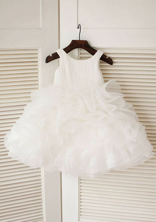 Knee-Length Organza Flower Girl Dress with Lovely Ruffles - A-line/Princess Scoop Neck BM bride