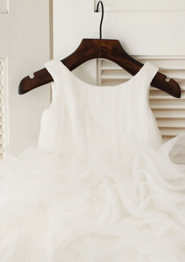 Knee-Length Organza Flower Girl Dress with Lovely Ruffles - A-line/Princess Scoop Neck BM bride
