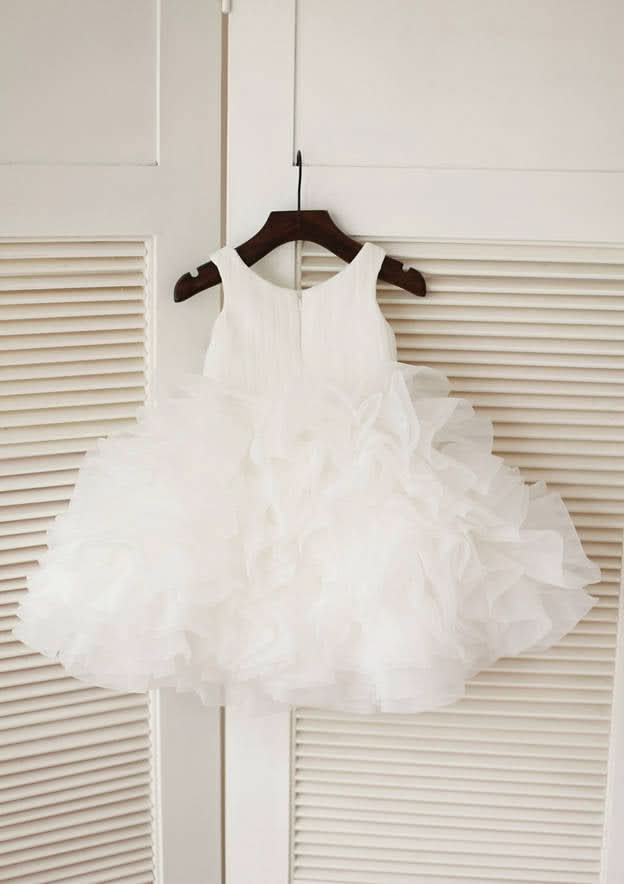 Knee-Length Organza Flower Girl Dress with Lovely Ruffles - A-line/Princess Scoop Neck BM bride