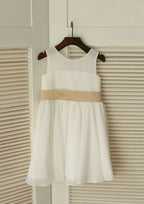 Knee-Length Chiffon Flower Girl Dress - A-line/Princess Scoop Neck BM bride