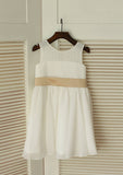 Knee-Length Chiffon Flower Girl Dress - A-line/Princess Scoop Neck BM bride