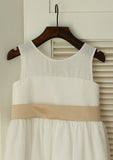 Knee-Length Chiffon Flower Girl Dress - A-line/Princess Scoop Neck BM bride