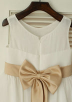 Knee-Length Chiffon Flower Girl Dress - A-line/Princess Scoop Neck BM bride