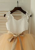 Knee-Length Sweetheart Satin and Tulle Flower Girl Dress with Graceful Sashes - A-line/Princess BM bride