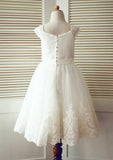 Tea-Length Lace and Tulle Flower Girl Dress - A-line/Princess Scoop Neck BM bride