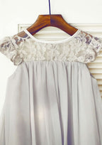 Knee-Length Chiffon Flower Girl Dress with Elegant Sashes - A-line/Princess Scoop Neck BM bride