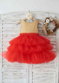 Knee-Length Sequined Tulle Flower Girl Dress with Pretty Bowknot - Ball Gown Scoop Neck BM bride