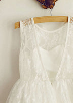 Tea-Length Taffeta Flower Girl Dress with Elegant Sashes - A-line/Princess Scoop Neck BM bride