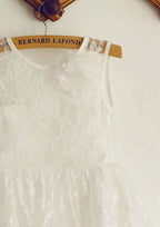 Tea-Length Taffeta Flower Girl Dress with Elegant Sashes - A-line/Princess Scoop Neck BM bride