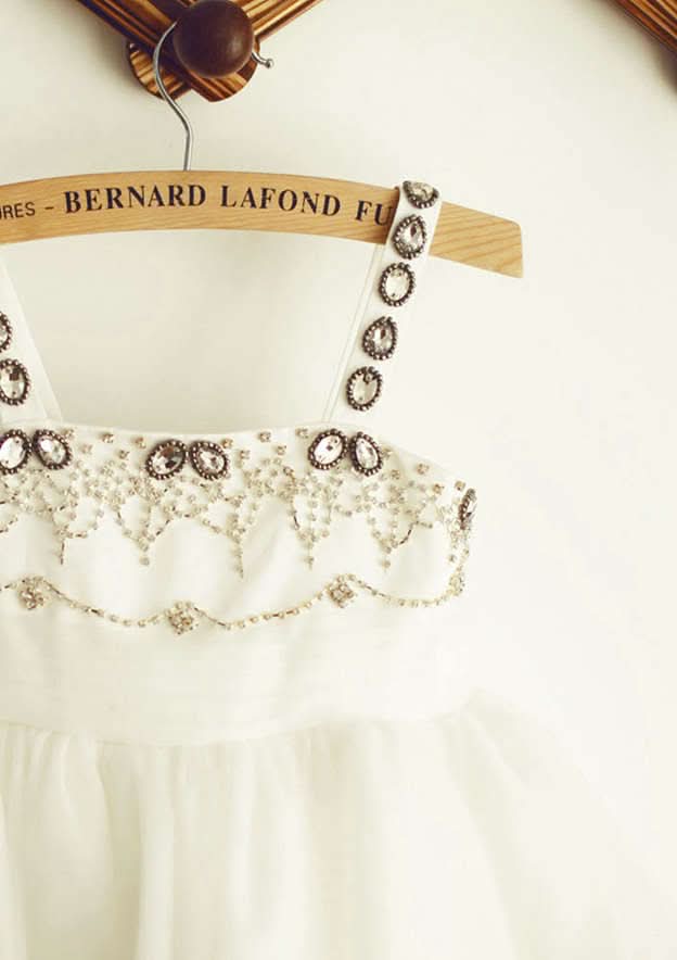 Knee-Length Satin Tulle Flower Girl Dress with Floral Accents - A-line/Princess Halter Neck BM bride