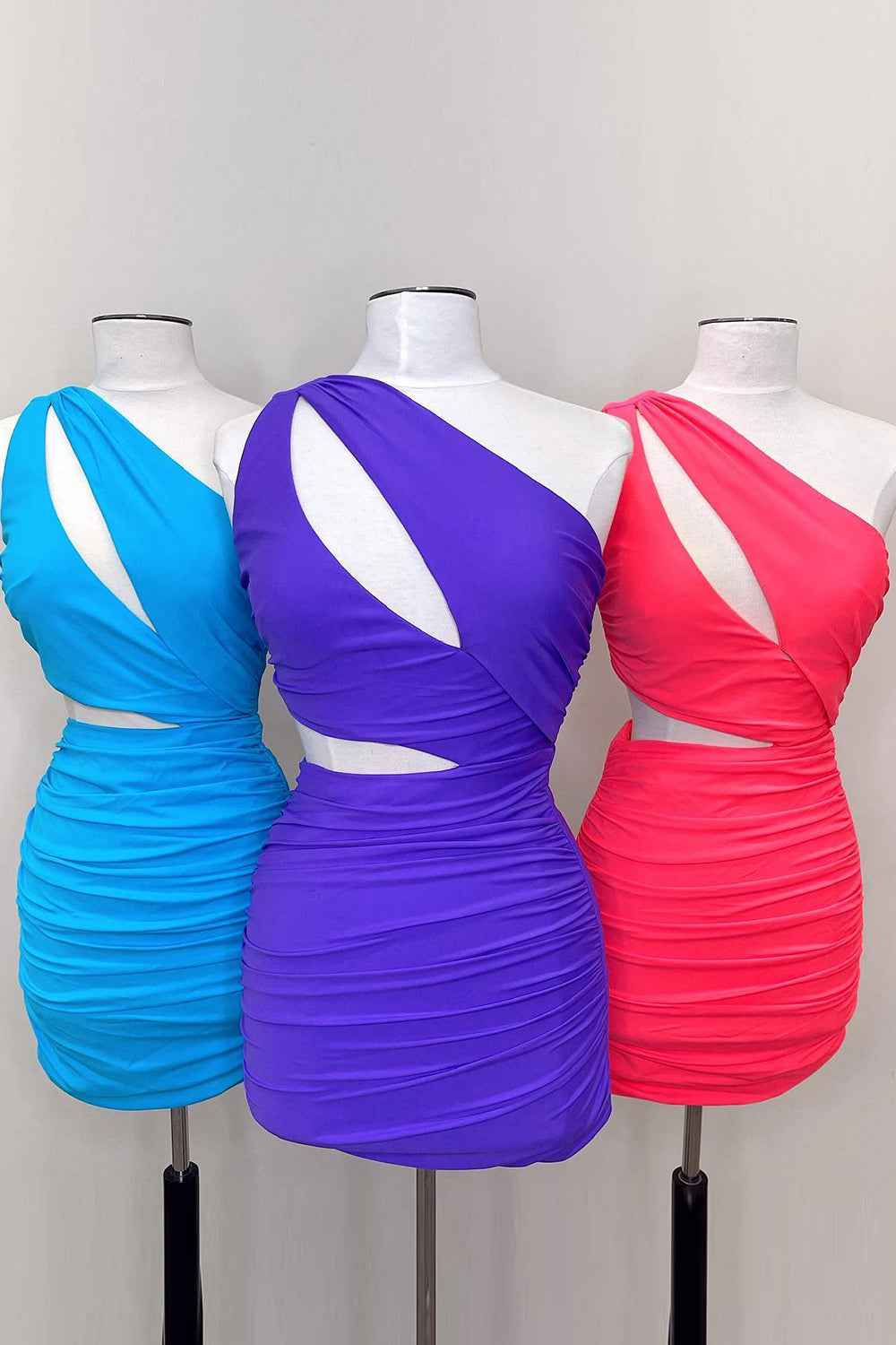 Simple Coral Cut Out Tight Short Homecoming Dress Bmbride