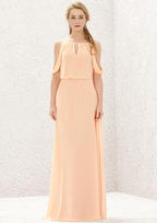 Long/Floor-Length Chiffon Bridesmaid Dress, A-Line Cut, Square Neckline, Sleeveless BM bride