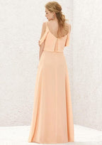 Long/Floor-Length Chiffon Bridesmaid Dress, A-Line Cut, Square Neckline, Sleeveless BM bride