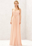 Long/Floor-Length Chiffon Bridesmaid Dress, A-Line Sweetheart Neckline, Sleeveless, With Pleating BM bride