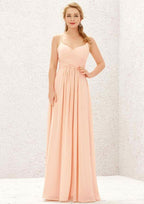 Long/Floor-Length Chiffon Bridesmaid Dress, A-Line Sweetheart Neckline, Sleeveless, With Pleating BM bride