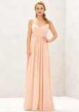 Long/Floor-Length Chiffon Bridesmaid Dress, A-Line Sweetheart Neckline, Sleeveless, With Pleating BM bride