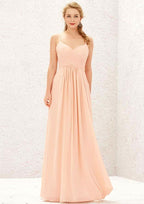 Long/Floor-Length Chiffon Bridesmaid Dress, A-Line Sweetheart Neckline, Sleeveless, With Pleating BM bride