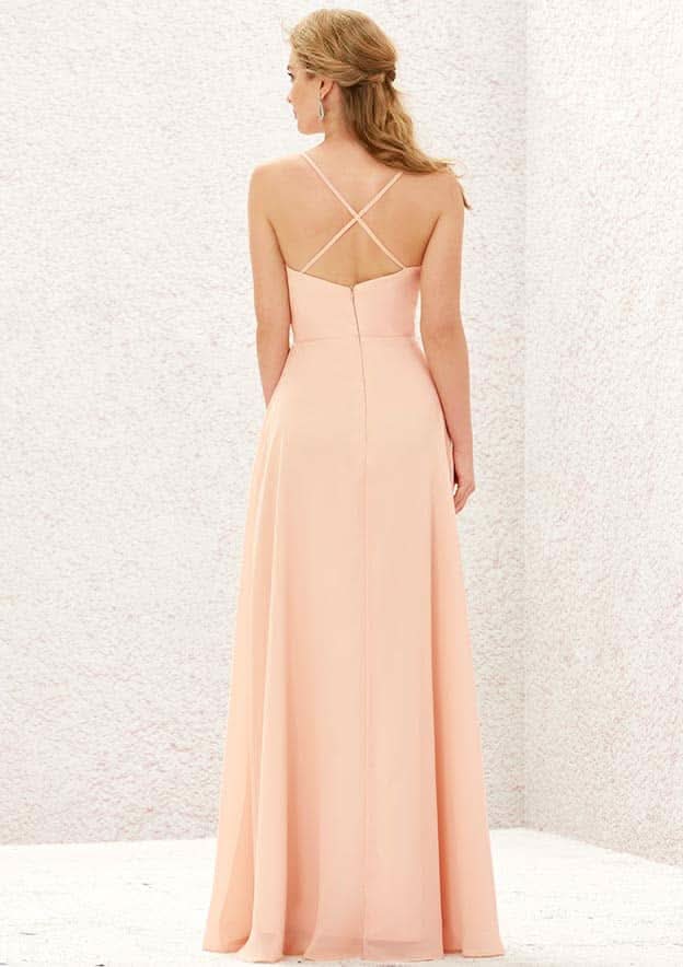 Long/Floor-Length Chiffon Bridesmaid Dress, A-Line Sweetheart Neckline, Sleeveless, With Pleating BM bride