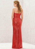 Long/Floor-Length Sequined Bridesmaid Dress, Sheath/Column Sweetheart Neckline, Sleeveless, With Pleating BM bride