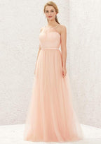 Long/Floor-Length Tulle Satin Bridesmaid Dress, A-Line Cut, Halter Neck, Sleeveless, With Pleating BM bride