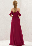 Scalloped Neck A-Line Floor-Length Chiffon Bridesmaid Dress, Sleeveless With Pockets BM bride