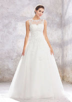 Enchanting Princess Ball Gown: Illusion Neck Organza and Tulle with Sequins and Beaded Lace, Sweep Train BM bride