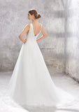 Timeless Ball Gown Princess V-Neck Satin Wedding Dress with Chapel Train and Lace Sequins BM bride