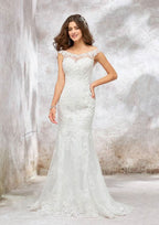 Glamorous Trumpet/Mermaid Wedding Dress: Bateau Sleeveless with Sweep Train and Sequined Appliqueds BM bride