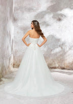 Enchanting Princess Sweetheart Sleeveless Court Train Tulle Wedding Dress with Sequins and Glitter Appliques in Ball Gown Style BM bride