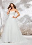 Enchanting Princess Sweetheart Sleeveless Court Train Tulle Wedding Dress with Sequins and Glitter Appliques in Ball Gown Style BM bride