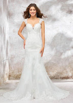 Sophisticated Trumpet/Mermaid Sweetheart Sleeveless Court Train Wedding Dress in Lace and Satin BM bride