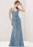 Long/Floor-Length Lace Satin Bridesmaid Dress, V-Neck, Sleeveless, With Waistband BM bride