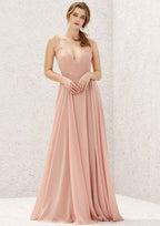 Long/Floor-Length Chiffon Bridesmaid Dress, A-Line Cut, V-Neck, Sleeveless, With Lace Pleating BM bride