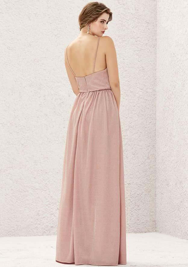 Long/Floor-Length Jersey Bridesmaid Dress, A-Line Cut, Halter Neck, Sleeveless, With Pleating BM bride