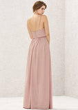 Long/Floor-Length Jersey Bridesmaid Dress, A-Line Cut, Halter Neck, Sleeveless, With Pleating BM bride