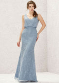 Long/Floor-Length Lace Bridesmaid Dress, Sheath/Column Cut, V-Neck, Sleeveless, With Sequins BM bride
