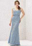 Long/Floor-Length Lace Bridesmaid Dress, Sheath/Column Cut, V-Neck, Sleeveless, With Sequins BM bride