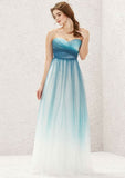 Long/Floor-Length Tulle Bridesmaid Dress, A-Line Cut, Sweetheart Neckline, Sleeveless, With Pleats BM bride