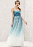 Long/Floor-Length Tulle Bridesmaid Dress, A-Line Cut, Sweetheart Neckline, Sleeveless, With Pleats BM bride