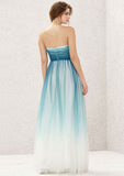 Long/Floor-Length Tulle Bridesmaid Dress, A-Line Cut, Sweetheart Neckline, Sleeveless, With Pleats BM bride
