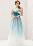 Long/Floor-Length Tulle Bridesmaid Dress, A-Line Cut, Sweetheart Neckline, Sleeveless, With Pleats BM bride