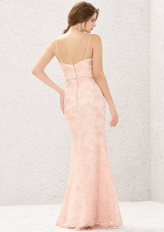 Long/Floor-Length Lace Satin Bridesmaid Dress, Sweetheart Neckline, Sleeveless BM bride