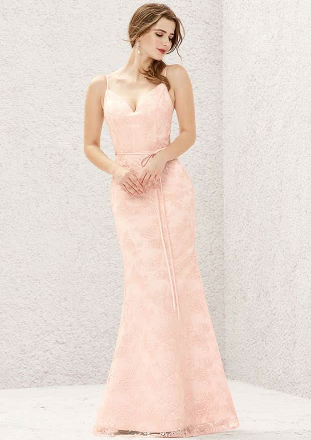 Long/Floor-Length Lace Satin Bridesmaid Dress, Sweetheart Neckline, Sleeveless BM bride