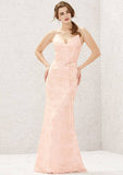 Long/Floor-Length Lace Satin Bridesmaid Dress, Sweetheart Neckline, Sleeveless BM bride