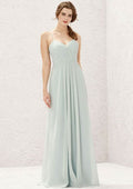 Long/Floor-Length Chiffon Bridesmaid Dress, A-Line Cut, Sweetheart Neckline, Sleeveless, With Pleating BM bride